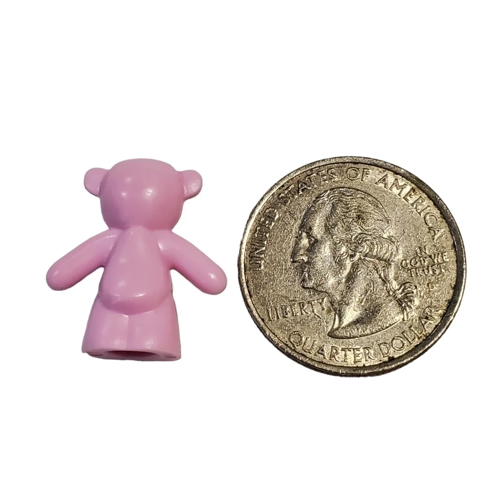 Lego Pink Teddy Bear mini figure blue white striped belly - Picture 4 of 6